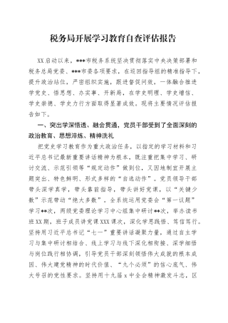 税务局开展学习教育自查评估报告