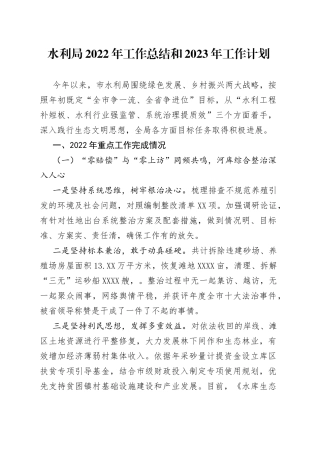 水利局2022年工作总结和2023年工作计划92