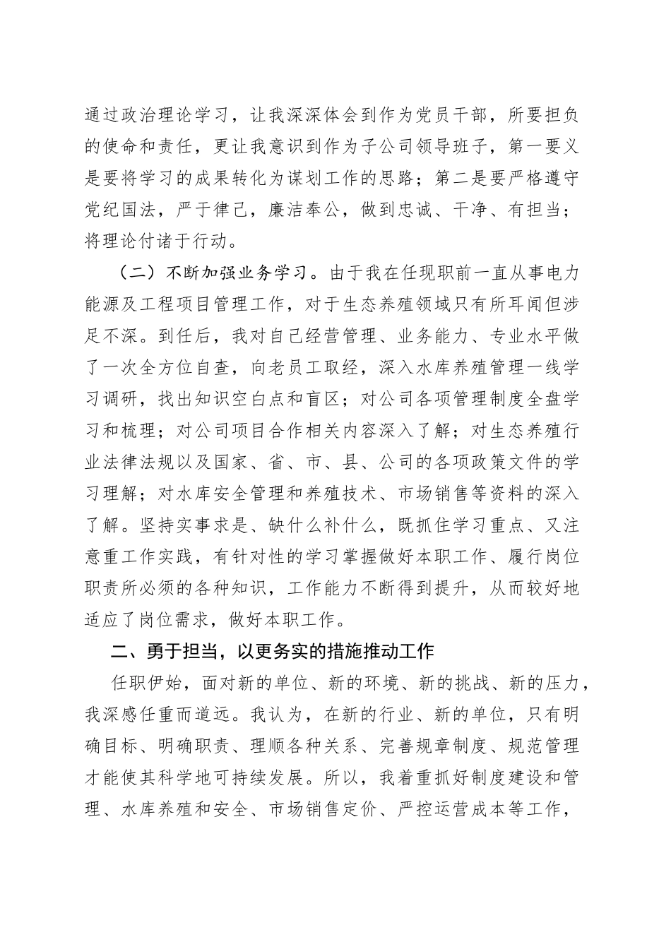 试用期履职工作述职报告_第2页