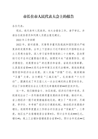 市长在市人民代表大会上的报告175
