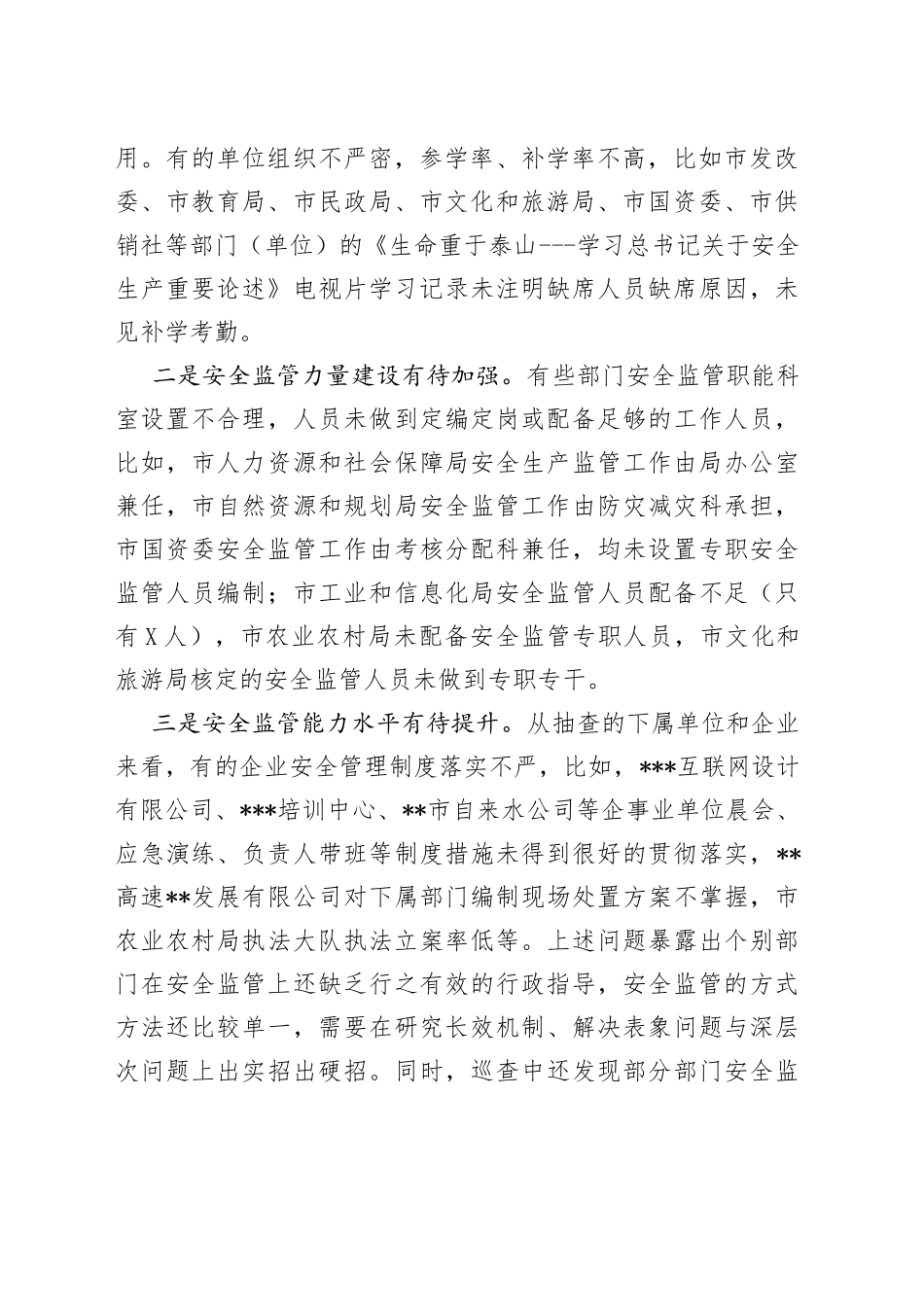 市级部门安全生产专项督查报告_第2页