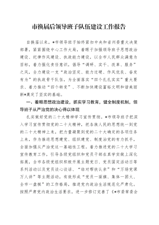 市换届后领导班子队伍建设工作报告3