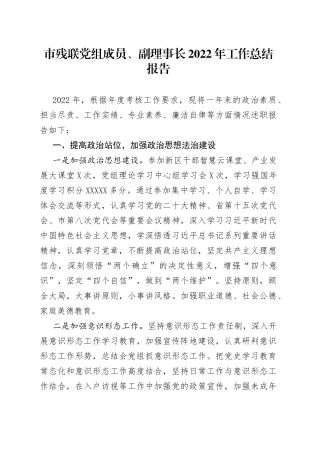 市残联党组成员、副理事长2022年工作总结报告55