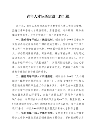 青年人才队伍建设工作汇报