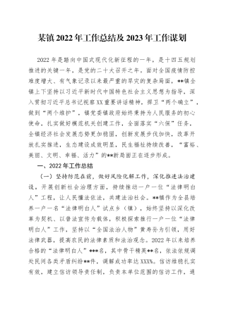 某镇2022年工作总结及2023年工作谋划7910