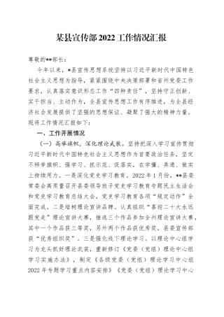 某县宣传部2022工作情况汇报93