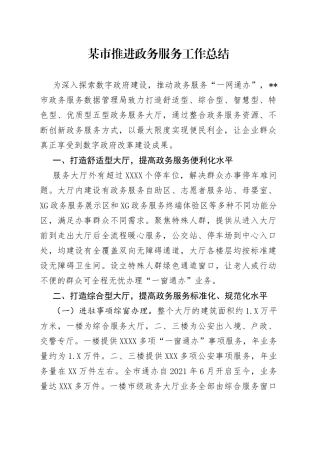 某市推进政务服务工作总结88801