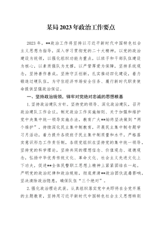 某局2023年政治工作要点39