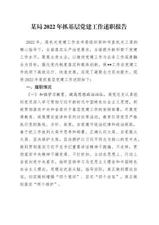 某局2022年抓基层党建工作述职报告249