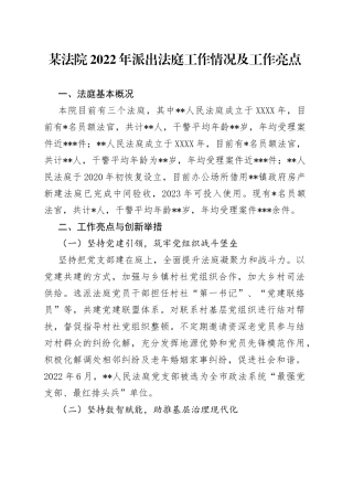 某法院2022年派出法庭工作情况及工作亮点95