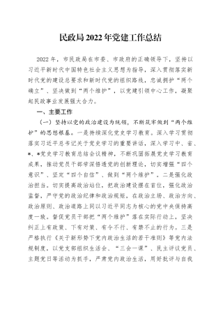 民政局2022年党建工作总结—今日公文网