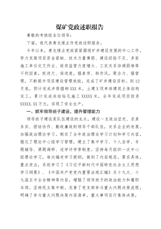 煤矿党政述职报告