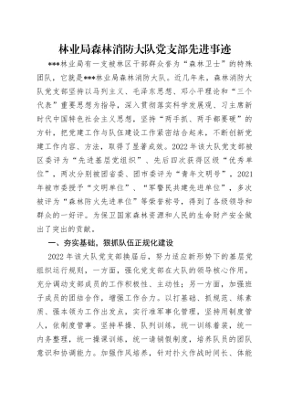 林业局森林消防大队党支部先进事迹