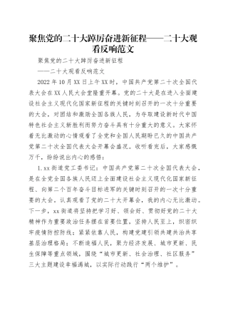 聚焦党的二十大踔厉奋进新征程——二十大观看反响范文