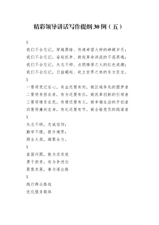 精彩领导讲话写作提纲30例（五）