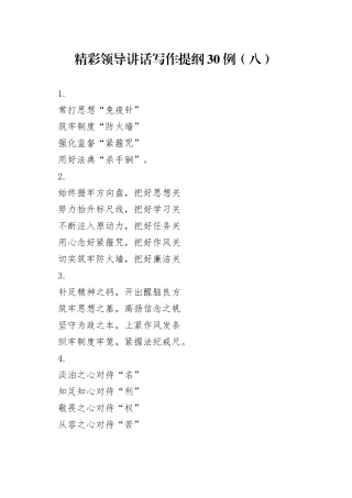 精彩领导讲话写作提纲30例（八）