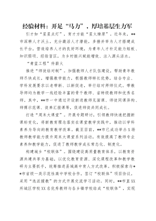 经验材料：开足“马力”，厚培基层生力军（1）