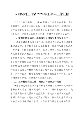 村驻村工作队上半年工作总结646721