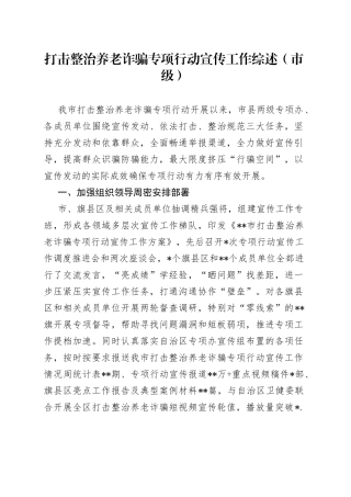 打击整治养老诈骗专项行动宣传工作综述（市级）