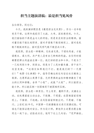 担当主题演讲稿：最是担当见风骨