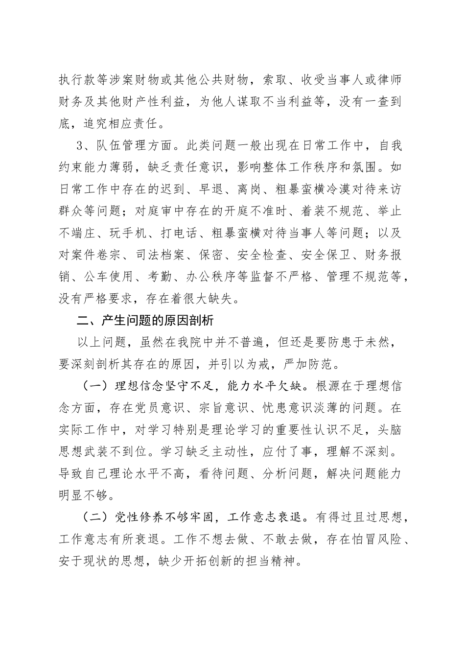 法院纪律突出问题整治和审务督察工作自查报告范文_第2页