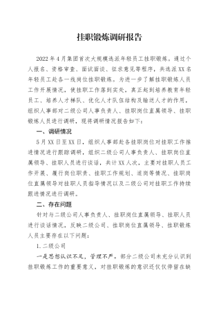 挂职锻炼调研报告2