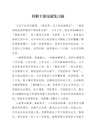 挂职干部交流发言稿55