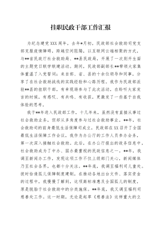 挂职民政干部工作汇报