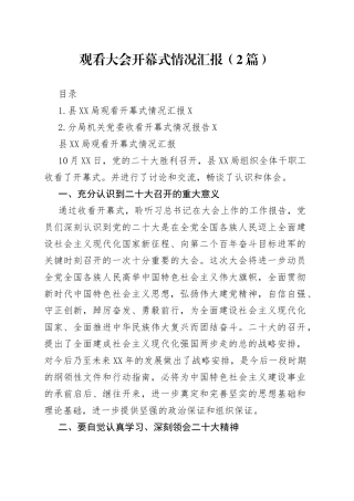 观看大会开幕式情况汇报2篇1