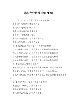 贯彻大会精神提纲30例7
