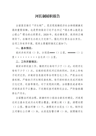 河长制履职报告