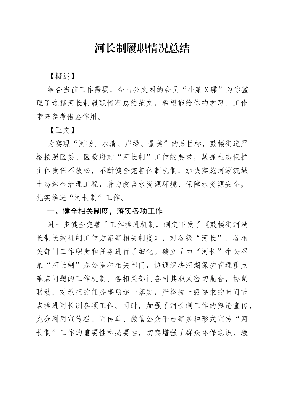 河长制履职情况总结_第1页