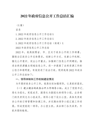（3篇）2022年政府信息公开工作总结汇编