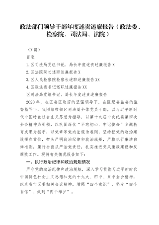 （4篇）政法部门领导干部年度述责述廉报告