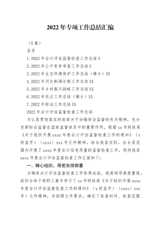 （7篇）2022年专项工作总结汇编