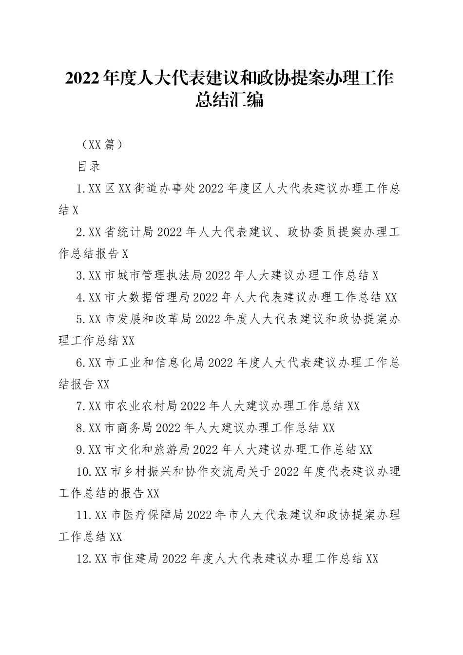 （16篇）2022年度人大代表建议和政协提案办理工作总结汇编_第1页
