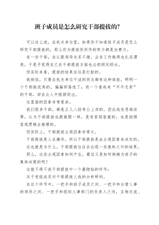 班子成员是怎么研究干部提拔的？