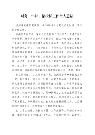 财务、审计、招投标工作个人总结