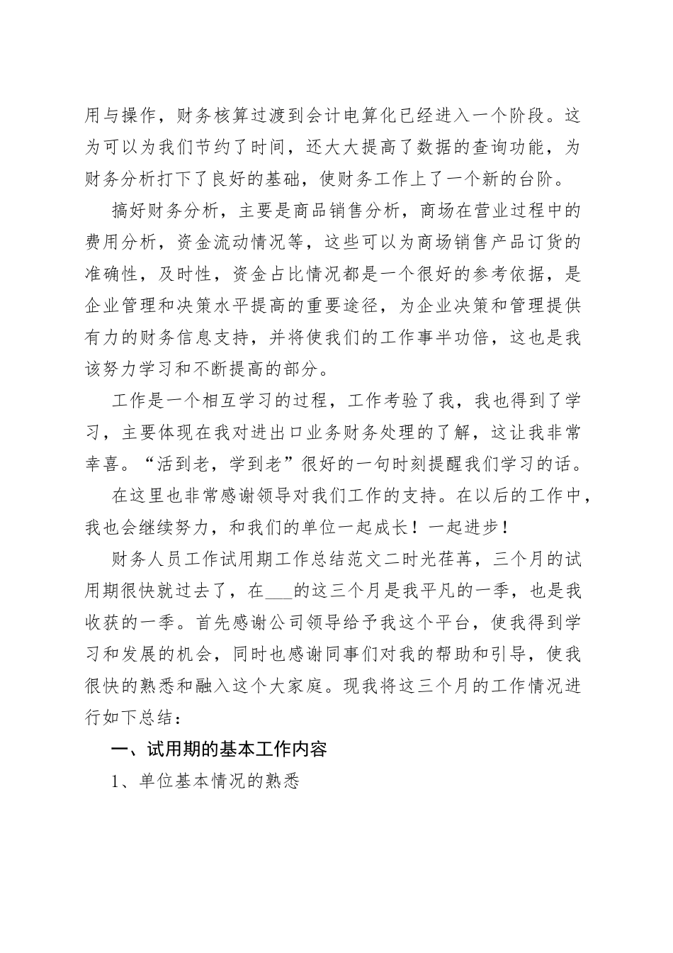 财务人员工作试用期工作总结_第2页