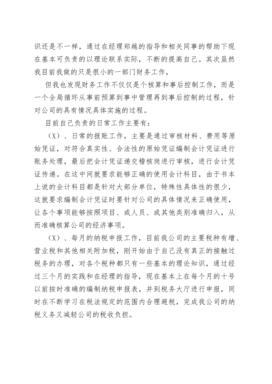 财务人员试用期工作总结方案多篇_第2页