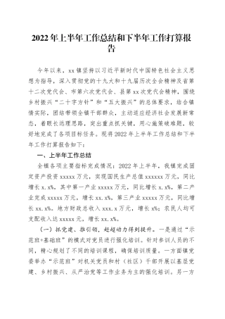 2022年上半年工作总结和下半年工作打算报告
