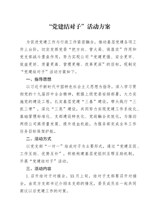 “党建结对子”活动方案