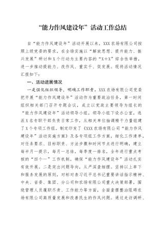 “能力作风建设年”活动工作总结