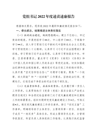 党组书记2022年度述责述廉报告66