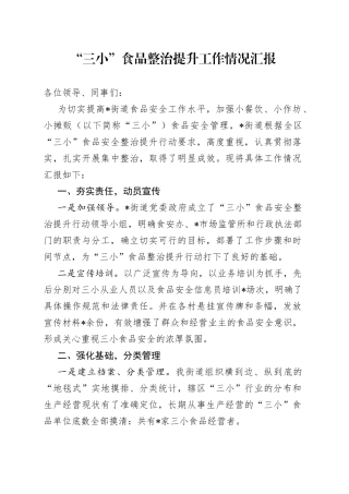 “三小”食品整治提升工作情况汇报
