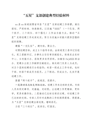 “五星”支部创建典型经验材料