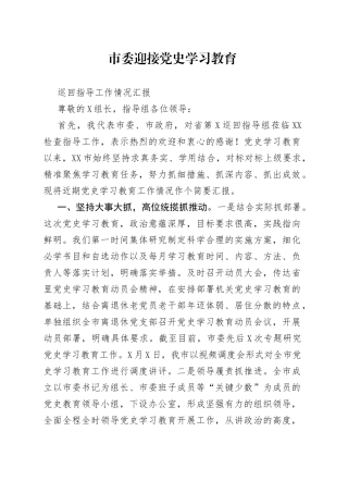 3篇高质量文稿！向巡回指导组汇报学习教育开展情况