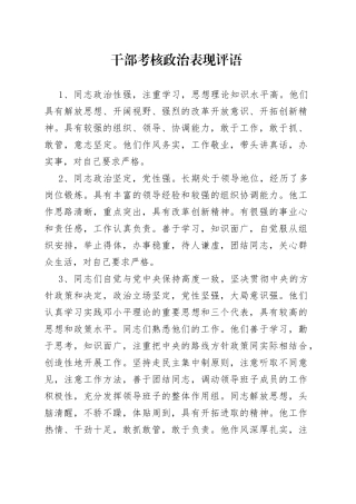 15条干部考核政治表现评语