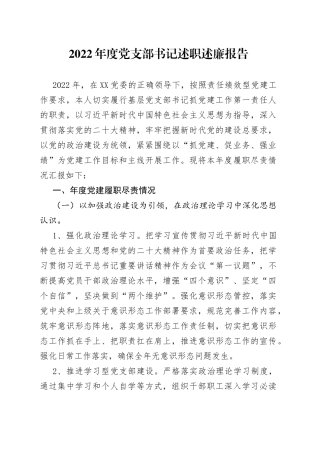 2022年度党支部书记述职述廉报告
