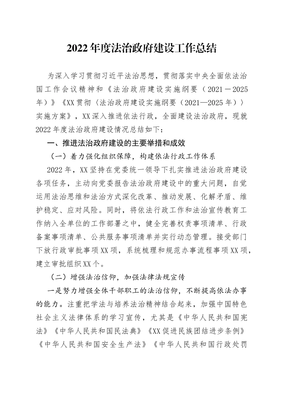 2022年度法治政府建设工作总结_第1页